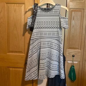 White and black kids dress with belt